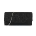 Sac de soirée pochette plissé pailleté pour femmes avec chaîne pour grande fête. - Taille unique / Noir