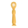 Yellow silicone baby training spoon with cute snowflake hollow head and suction base. - Yellow (Snowflake Spoon)