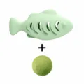 Green silicone fish cat toy and natural catnip ball set variant for pet playing. - Green (Toy & Catnip Ball)