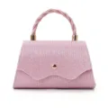 Pink glitter evening handbag with twisted handle and chic design for party and wedding. - Pink