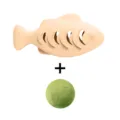 Silicone fish cat toy and catnip ball set, durable teething chew toy for pet cats. - Beige (Toy & Catnip Ball)
