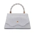 Sac à main de soirée pailleté argenté avec poignée torsadée et fermoir en métal pour mariages. - Argent