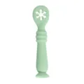 Baby silicone training spoon with snowflake cutout and ergonomic handle for infant feeding. - Green (Snowflake Spoon)
