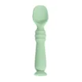 Silicone baby training spoon in soft green, ergonomic handle and safe material for infants. - Green (Regular Baby Food Spoon)