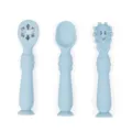 Baby Silikon Trainingslöffel Set, hellblaue Kleinkind Löffel mit niedlichen Formen für Beikost. - Löffel 3er-Set / Blau