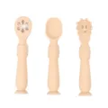 Kit cuillères bébé en silicone couverts d'apprentissage souples pour nourrissons repas enfants - Ensemble de 3 Cuillères / Jaune Crème