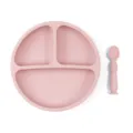Ensemble d'assiette divisée pour bébé en silicone rose et cuillère assortie pour repas. - Assiette + Cuillère Standard / Violet