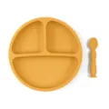 Set d'assiette compartimentée et cuillère en silicone pour bébé, vaisselle d'apprentissage sûre. - Assiette + Cuillère Standard / Jaune