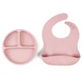 Set de table divisé en silicone rose et bavoir réglable pour bébé et nourrisson - Assiette + Bavoir / Violet