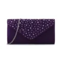 Sac de soirée pochette plissé en strass violet, élégant sac à main satin pour mariage. - Violet