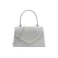 Sac à main de soirée pailleté argenté pour femme, élégante pochette avec chaîne et poignée. - Argent