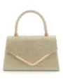 Sac de soirée pailleté pour femme, sac à main doré brillant avec poignée pour mariage. - Or