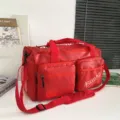 Rote multifunktionale Reisetasche, große Kapazität Fitness Sporttasche mit verstellbarem Gurt. - Rot