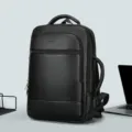 Zaino per laptop da lavoro in pelle PU nera, borsa da scuola multifunzionale per viaggi. - Nero
