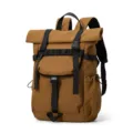 Casual brown roll-top backpack with large capacity for travel, outdoor sports, and daily use. - Orange