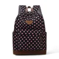 Sac à dos noir à pois roses, grand sac d'école décontracté pour les déplacements quotidiens. - Noir