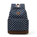 Sac à dos bleu marine à pois blancs cartable décontracté élégant avec fond marron et cœur - Bleu foncé