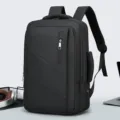 Zaino da lavoro nero con porta USB, grande borsa da viaggio per laptop da uomo e studenti. - Nero