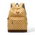 Sac à dos jaune à pois pour femme, grand sac de loisirs et d'école pour le quotidien. - Jaune