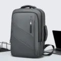 Uomo lavoro affari USB porta zaino porta pc grande capacita casual viaggio grigio - Grigio