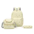 Bonito juego de mochila escolar floral de 3 piezas con bolsa de almuerzo y estuche. - Amarillo