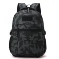 Grauer Camo Rucksack für Outdoor Sport und Reisen mit mehreren Fächern und Gurten. - Dunkle Nacht Tarnung