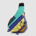 Mochila cruzada outdoor color block, bolso de pecho deportivo multicolor variante. - Verde