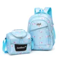 Leuke Blauwe Konijn Print Schoolrugzak En Lunchtas Set Voor Studenten Kleurvariant - Blauw