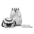 Mochila escolar 3 piezas set gris estrella degradado bolso almuerzo estuche ninos - Gris