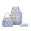 Set zaino scolastico a 3 pezzi con farfalle per studenti con borsa per il pranzo e astuccio. - Blu
