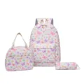 Set zaino scolastico con stampa farfalla colorata con borsa pranzo e astuccio per studenti - Bianco