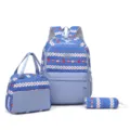 Ensemble de sac à dos scolaire 3 pièces avec sac repas et trousse, bleu décontracté. - Bleu Rouge