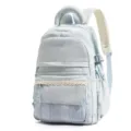 Γαλάζιο casual σακίδιο με δαντελωτή μπορντούρα και καρό τσέπη για σχολείο και ταξίδι - Μπλε