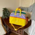 Borsa da viaggio colorata per brevi viaggi, borsa sportiva leggera a mano per weekend. - Giallo