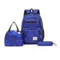 Mochila escolar galaxia conjunto de 3 piezas bolsa para estudiantes casual gran capacidad - Set de tres piezas / Azul cielo