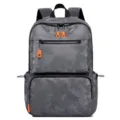 Sac à dos camouflage gris stylé de grande capacité avec tirettes de zipp orange. - 44x13x30cm / Gris