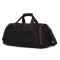 Grand sac de voyage de sport en toile pour homme, sac de sport noir avec sangles marron. - Noir