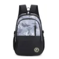 Casual colorblock student backpack large capacity laptop travel school bag for teens. - Dark Gray