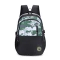 Casual color-blocked camo backpack for students, large capacity travel computer school bag. - Green