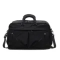 Black large capacity travel duffel bag with shoulder strap, ideal for short trips and gym sports. - Black