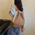 Unisex karo Kordelzug Rucksack Sport Fitness Yoga trocken nass Trennung Schwimmtasche - Kaffeebraun
