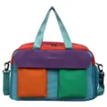 Color-blocked travel duffel bag for women, stylish gym handbag and weekend luggage storage bag. - Blue