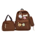 Set zaino da scuola in corduroy a tre pezzi con borsa per il pranzo e pratico astuccio. - Caffè Senza Ciondolo