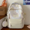 Lichte esthetische gele strik print schoolrugzak variant bijpassend met mini tasje voor jeugd - Gele rugzak