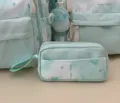 Leuke mintgroene schoolrugzak set met bijpassend etui en schattige prints voor studenten. - Groen etui