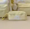 Leuke gele strik print schoolrugzak set met etui, lichtgewicht reistas voor studenten en scholieren. - Gele etui