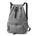 Sac à dos de sport étanche gris avec cordon, sac de fitness léger avec poches en filet. - Gris
