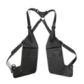 Schwarze PU Leder Doppel Schulter Holster Tasche Vintage Unterarm Taktische Handy Weste. - Schwarz