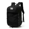 Black outdoor sports backpack with bungee cord, large capacity travel school bag for students. - Black