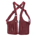 Herren PU Leder Taktische Brusttasche Vintage Unterarm Anti-Diebstahl Weste Tasche Neu - Burgunderrot